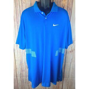 Nike Mens Dri-Fit Blue Polo Shirt XXL Polyester Spandex Lightweight Athletic Top